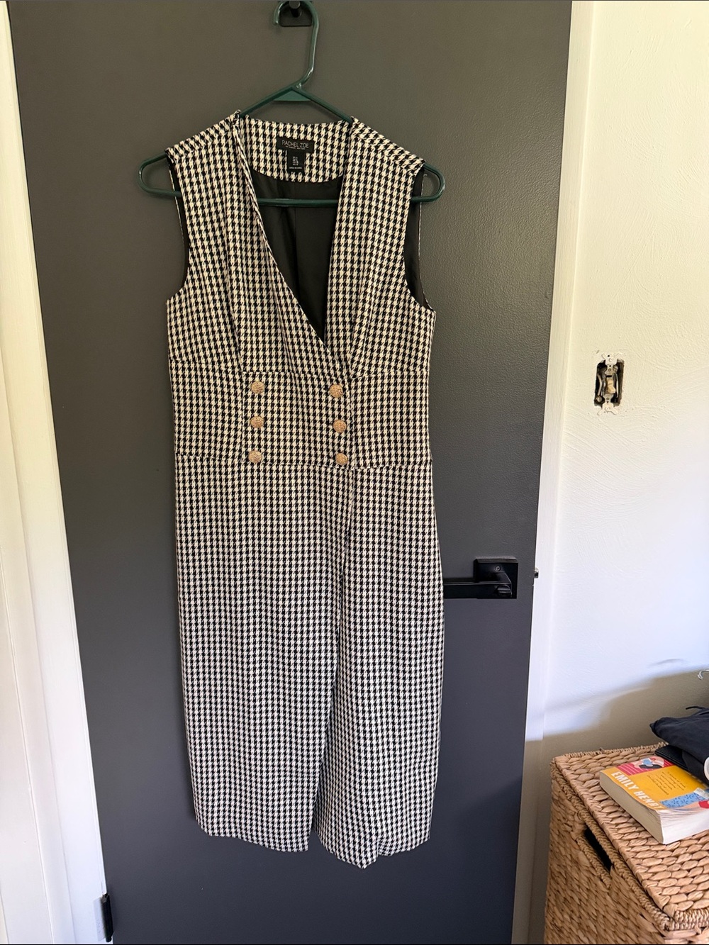Rachel Zoe Black and White Houndstooth Sleeveless Jumpsuit